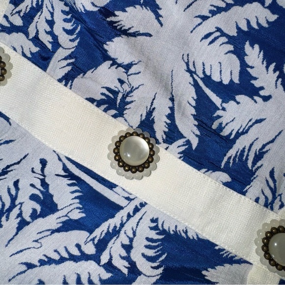 Alexis Lisel Dress Blue White Palm Jacquard Printed Mini Dress Size XL - Picture 11 of 14